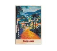 Poster souvenir de voyage vintage Ethiopie Addis-Abeba - Décoration murale - 60 x 90 cm