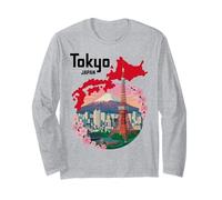 Poster Souvenir du Japon du Mont Fuji de Tokyo en Fleurs de Cerisier Manche Longue