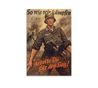 Poster soviétique « Soldier Work for Victory As We Fight WWII » - Histoire allemande - Décoration murale à suspendre - 30 x 45 cm