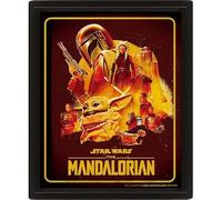 Poster Star Wars en 3D (La saison mandalorienne 2) - Décoration murale lenticulaire - 25 cm x 20 cm x 1,3 cm - Dans un cadre boîte - Cadeau Star Wars pour homme, femme et enfant - Produit officiel