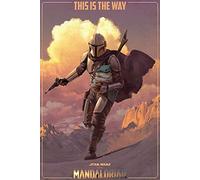 Poster Star Wars The Mandalorian - on The Run - Dimensions : 61 x 91,5 cm + 2 barres d'affiche en plastique 62 cm transparent