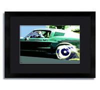 Poster stratifié Steve McQueen Mustang Bullitt Pop Art - encadré noir - Art Print