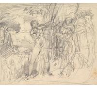 Poster Studies of a Man's Right Leg after Titian and a Profile for 'Comus - The Measure' (avant 1864) par George Richmond (45,7 x 61 cm)