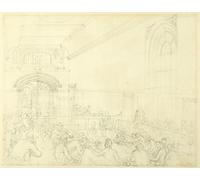 Poster Study for Guild Hall Examination of a Bankrupt Before His Creditors from Microcosm of London (vers 1808) par Augustus Charles Pugin (61 x 91,4 cm)