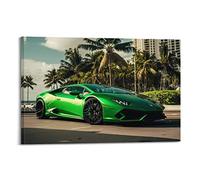 Poster Supercar pour Lamborghini Huracan - Voiture de sport verte - Peinture murale décorative - Décoration de chambre à coucher - 40 x 60 cm