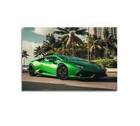 Poster Supercar pour Lamborghini Huracan - Voiture de sport verte - Peinture murale décorative - Décoration de chambre à coucher - 50 x 75 cm