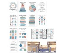 Poster sur la santé mentale pour enfants - Lot de 12 tableaux d'affichage pour l'apprentissage social et émotionnel - Décoration de salle de classe inspirante pour enseignants et conseillers - Art