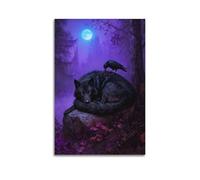Poster sur le thème du loup et du corbeau, peinture sur toile, peinture sur toile, œuvre d'art représentant la faune et la forêt symbiose, un cadeau pour les amoureux de la nature. 40 x 60 cm