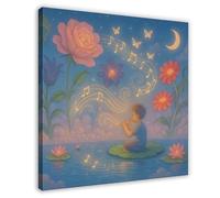 Poster sur toile « A Fantasy Journey in The Music Garden » - Décoration pour chambre à coucher, bureau, chambre - 60 x 60 cm