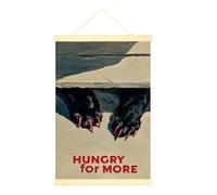 Poster sur toile à suspendre - Art mural vintage humoristique - Patte rouge ongles rouges - Poster d'Halloween noir à suspendre avec cadre - 40,6 x 61 cm