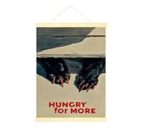 Poster sur toile à suspendre - Art mural vintage humoristique - Patte rouge ongles rouges - Poster d'Halloween noir à suspendre avec cadre - Décoration d'intérieur, chambre à coucher, salon - 30,5 x