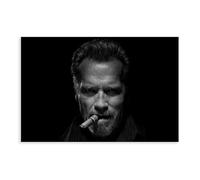 Poster sur toile Arnold Schwarzenegger Cigar Movie Bodybuilding - Décoration murale pour salon, chambre à coucher - 30 x 45 cm