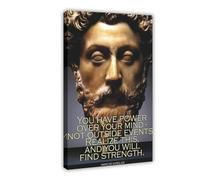 Poster sur toile avec citation de l'empereur romain, philosophe stoïcien, Marc Aurèle - Décoration murale pour salon, chambre à coucher - Style cadre - 30 x 45 cm