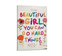 Poster sur toile avec citations inspirantes « Beautiful Girl You Can Do Amazing Things » - 50 x 75 cm