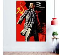 Poster sur toile avec inscription « Great Soviétique Union soviétique CCCP URSS President Lenin » Décoration murale Motif Believer Communist Bannière Cadeau 96 x 144 cm