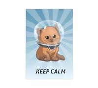 Poster sur toile avec inscription « Keep Calm Kitty Subnautica » pour décoration de chambre à coucher, bureau, cadeau (20 x 30 cm)