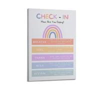 Poster sur toile avec inscription « Mental Health Check In » (3) pour chambre, salon, étude, esthétique et décoration, style cadre, 60 x 90 cm