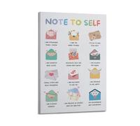 Poster sur toile avec inscription « Mental Health Note To Self » pour chambre, salon, étude, esthétique et décoration, style cadre, 50 x 75 cm