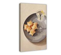 Poster sur toile avec mini poches à pizza et martini pour décoration de chambre à coucher, bureau, chambre, cadeau (60 x 90 cm)