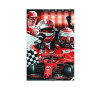 Poster sur toile avec pilote de Formule 1 de Charles Leclerc - Décoration de chambre à coucher, de sport, de bureau, de chambre - Cadeau sans cadre - 20 x 30 cm