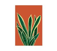 Poster sur toile avec plantes oranges brûlées - Décoration murale pour salon, chambre à coucher - 20 x 30 cm