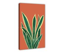 Poster sur toile avec plantes oranges brûlées - Décoration murale pour salon, chambre à coucher - 20 x 30 cm