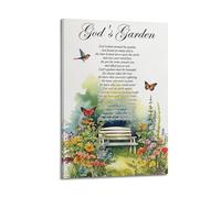 Poster sur toile avec poème Gods Garden - Décoration pour chambre à coucher, salon - 40 x 60 cm
