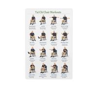 Poster sur toile avec programme d'exercice de chaise de Tai Chi, décoration de chambre à coucher, bureau, chambre, cadeau, 20,3 x 30,5 cm (L x l)