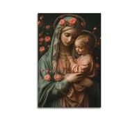 Poster sur toile avec symbole religieux généré par la Vierge Marie Notre-Dame de Guadalupe - Décoration murale moderne pour salon, chambre à coucher, 60 x 90 cm