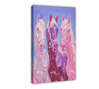Poster sur toile avec trio de chevaux glamour - Décoration murale pour salon, chambre à coucher - 50 x 75 cm