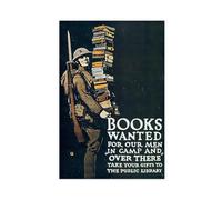 Poster sur toile « Books Wanted for Our Men Over There 1941 » - Décoration murale - Sans cadre - 60 x 91,4 cm