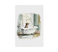 Poster sur toile Border Terrier dans un bain, décoration de chambre à coucher, bureau, chambre, cadeau, 50 x 75 cm