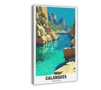 Poster sur toile Calanques France pour décoration de chambre à coucher, bureau, chambre, cadeau 50 x 75 cm