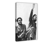 Poster sur toile Che Guevara & Fidel Castro (1961) - Décoration pour chambre à coucher, bureau, chambre - Cadeau - 20 x 30 cm