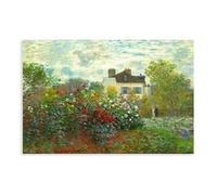 Poster sur toile Claude Monet - Jardin des Monets à Argenteuil - Décoration murale moderne pour chambre à coucher - 50 x 75 cm