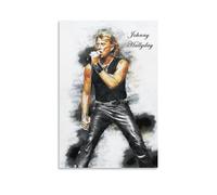 Poster sur toile compatible avec Johnny Hallyday Singer Tribute Impression haute définition pour la maison ou le bureau Décoration murale 40 x 60 cm 40 x 60 cm