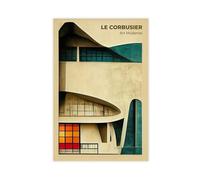 Poster sur toile d'architecture Le Corbusier - Décoration pour chambre à coucher, bureau, chambre - Cadeau - 30 x 45 cm