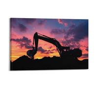 Poster sur toile de chantier - Impression sur toile de machines industrielles audacieuses - Décoration dynamique moderne pour salon, couloir, chambre à coucher - 30,5 x 45,7 cm (30 cm)