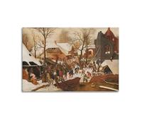 Poster sur toile de Pieter Bruegel The Elder Painter Works (The Adoration of The Kings in the Snow) - Décoration murale moderne pour chambre à coucher - 50 x 75 cm
