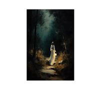 Poster sur toile de sorcière dans la forêt enchantée pour décoration de chambre à coucher, bureau, chambre, cadeau 20 x 30 cm