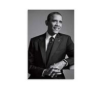 Poster sur toile des présidents des États-Unis du 21ème siècle Barack Obama noir et blanc pour décoration murale de chambre de famille moderne 30 x 45 cm