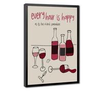 Poster sur toile dessiné à la main « Happy Hour Is Happy Hour » - Décoration de chambre à coucher, bureau, chambre, cadeau - 20,3 x 30,5 cm (L x l)