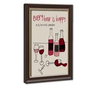 Poster sur toile dessiné à la main « Happy Hour Is Happy Hour » - Décoration de chambre à coucher, bureau, chambre, cadeau - 61 x 91,4 cm (L x l)