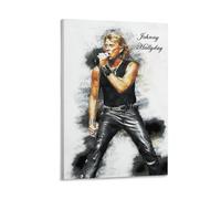 Poster sur toile destinée à Johnny Hallyday Singer Tribute Œuvre d'art décorative Art mural Impression Décoration moderne Cadre 30 x 45 cm