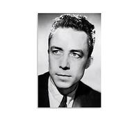 Poster sur toile du 20ème siècle avec inscription « Albert Camus » en noir et blanc - Décoration murale moderne pour chambre de famille - 20 x 30 cm
