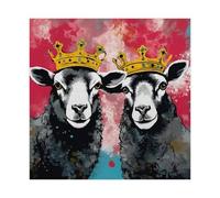Poster sur toile Duo Mouton royal - Décoration pour chambre à coucher, bureau, chambre - 60 x 60 cm