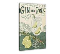 Poster sur toile Gin And Tonic - Décoration murale pour salon, chambre à coucher - 30 x 45 cm