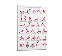 Poster sur toile « Good Morning Yoga Routine Chart » - Décoration pour chambre à coucher, salon - 30 x 45 cm