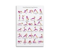 Poster sur toile « Good Morning Yoga Routine Chart » - Décoration pour chambre à coucher, salon - Sans cadre - 40 x 60 cm