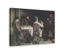 Poster sur toile Gustave Courbet After Dinner at Ornans - Décoration pour chambre à coucher, bureau, chambre - Cadeau - 50 x 75 cm